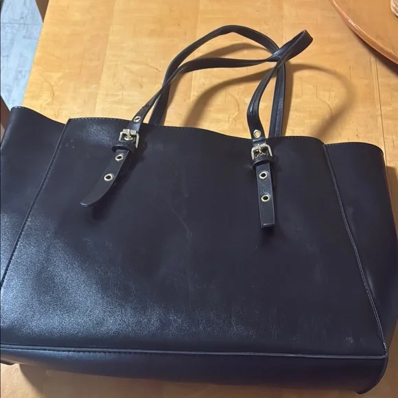 Big Buddha Elegant Black Leather Tote Bag - Picture 3 of 7